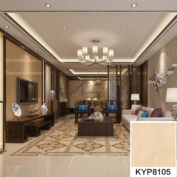 02 东升国际官网大理石瓷砖：世纪米黄 KYP8105地面铺贴成效图